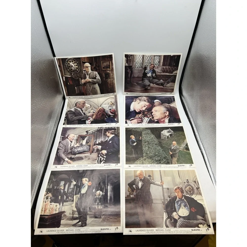 Vintage Sleuth Movie Lobby Cards 8x10 Printed In Great Britain Set Of 8 NM